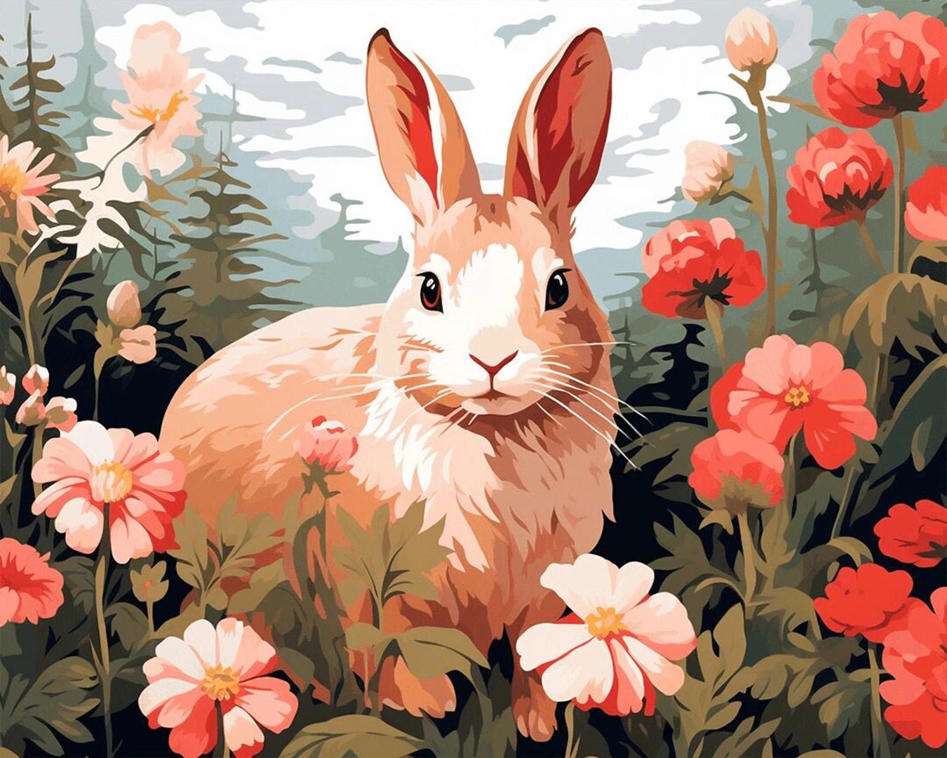 Meadow Bunny Bloom paint by numbers kit