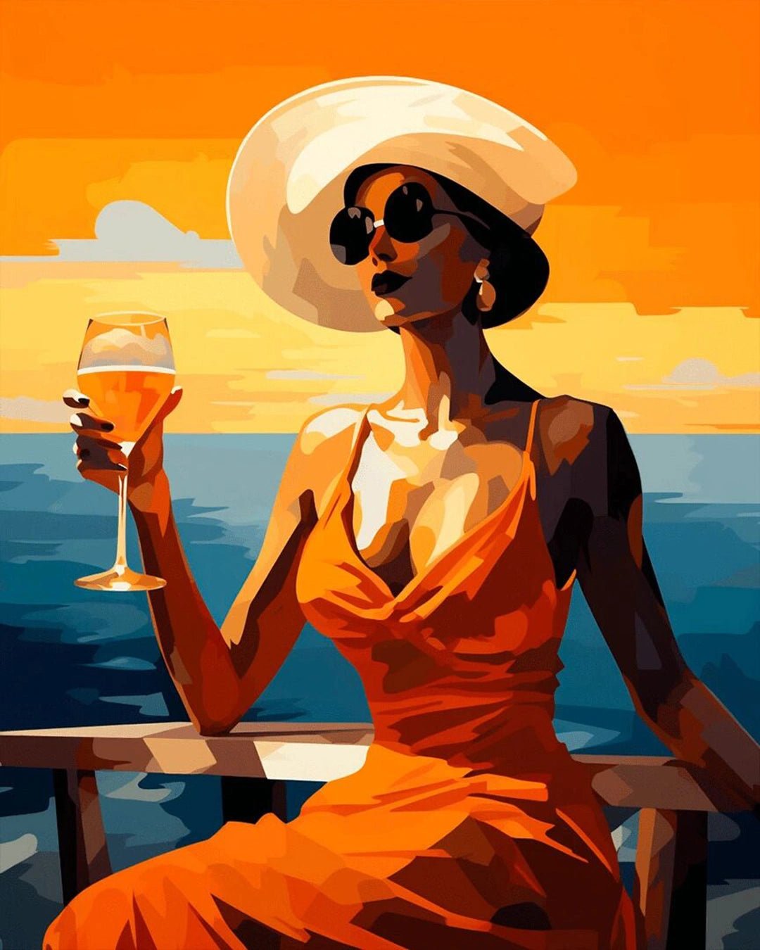 Art Deco Woman with a Glass paint by numbers kit