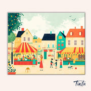 Market Day Village paint by numbers kit