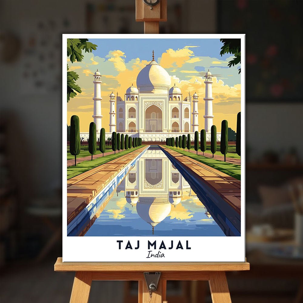Taj Mahal - Travel Poster paint by numbers kit