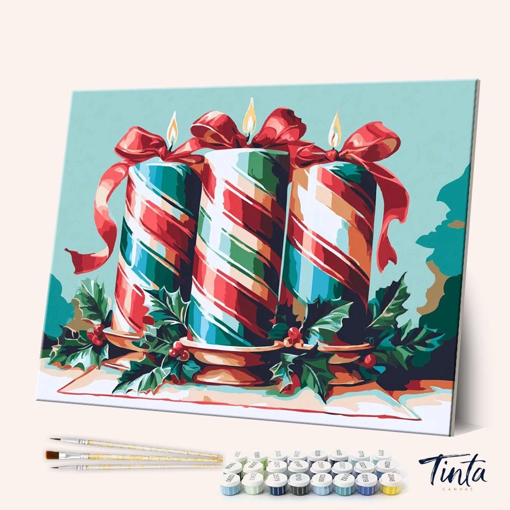 Holiday Ribbon Candles paint by numbers kit