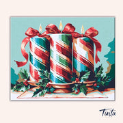 Holiday Ribbon Candles paint by numbers kit