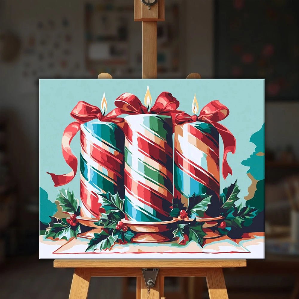 Holiday Ribbon Candles paint by numbers kit