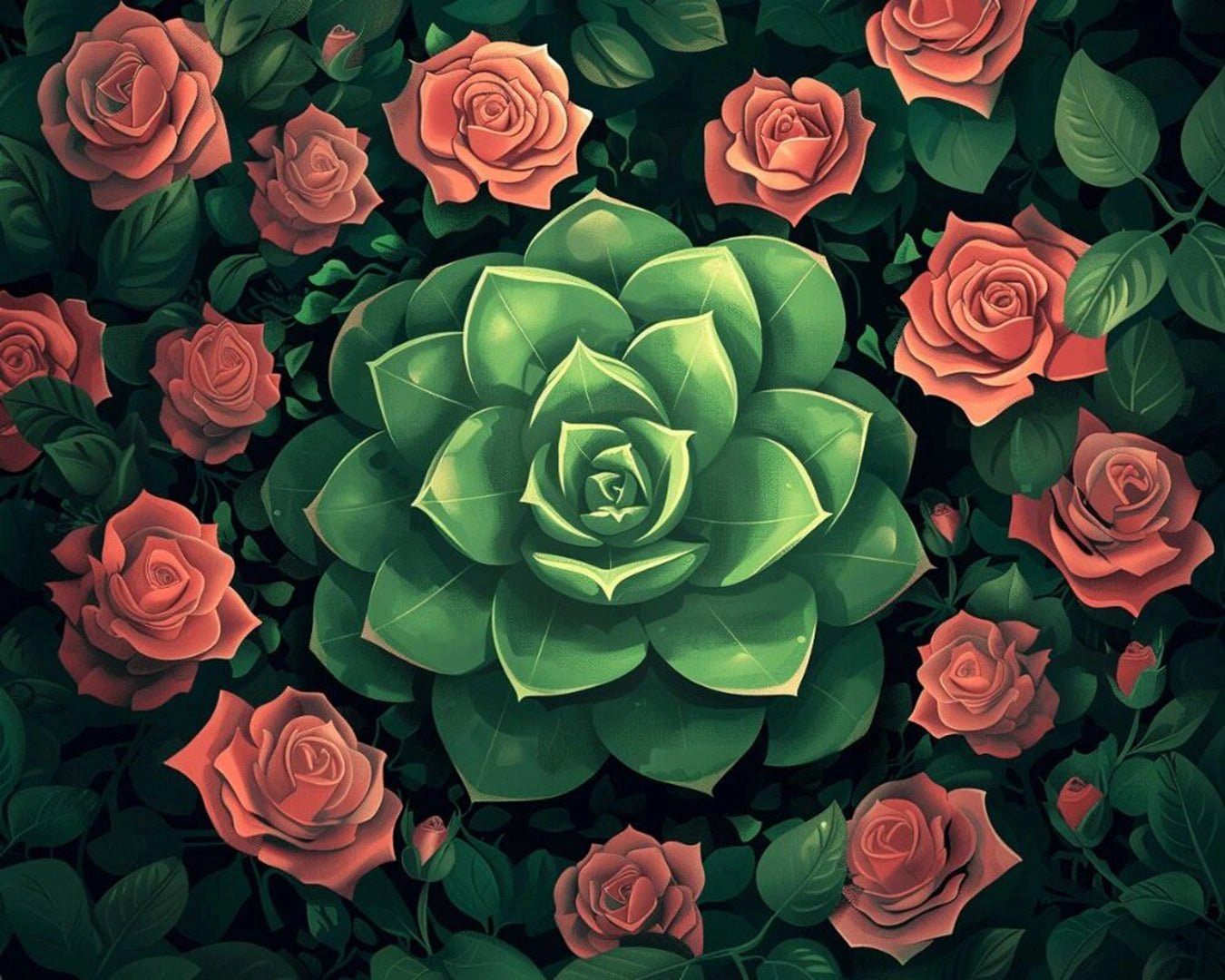 Emerald Bloom Rosette paint by numbers kit