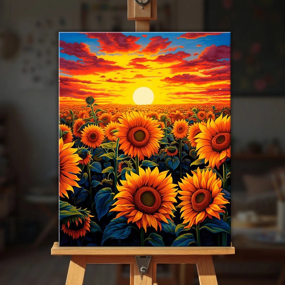 Golden Sunflower Horizon paint by numbers kit