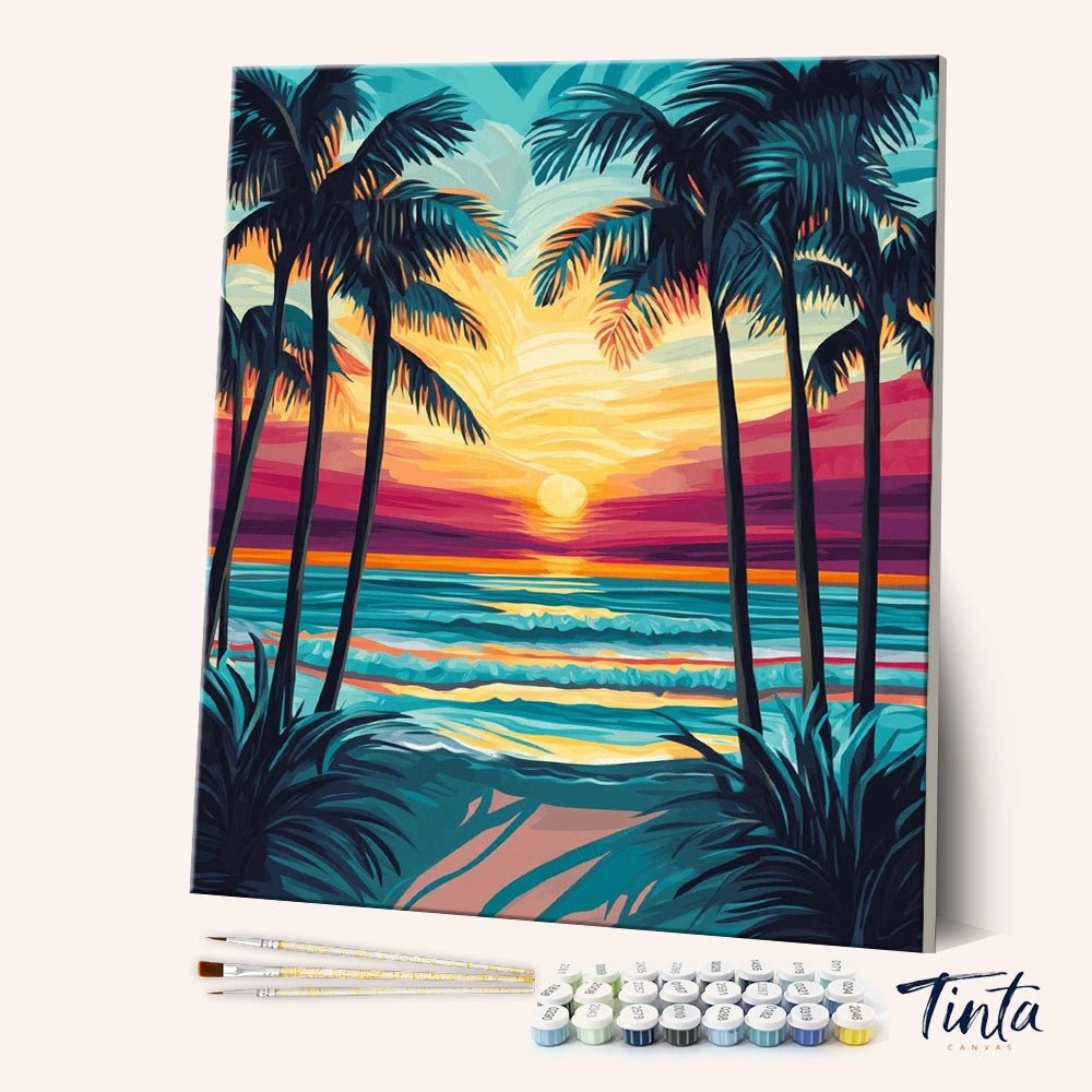 Palm Sunset Shore paint by numbers kit