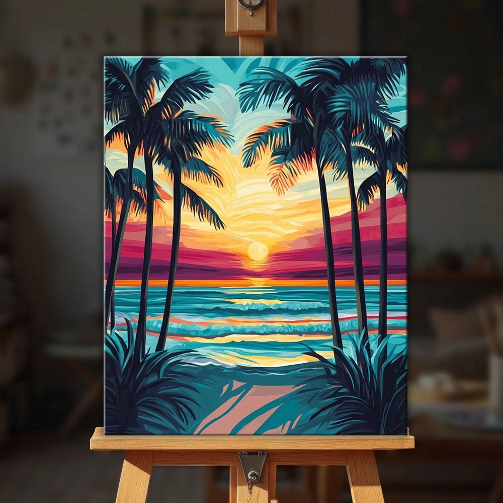 Palm Sunset Shore paint by numbers kit