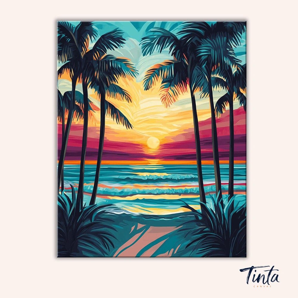 Palm Sunset Shore paint by numbers kit