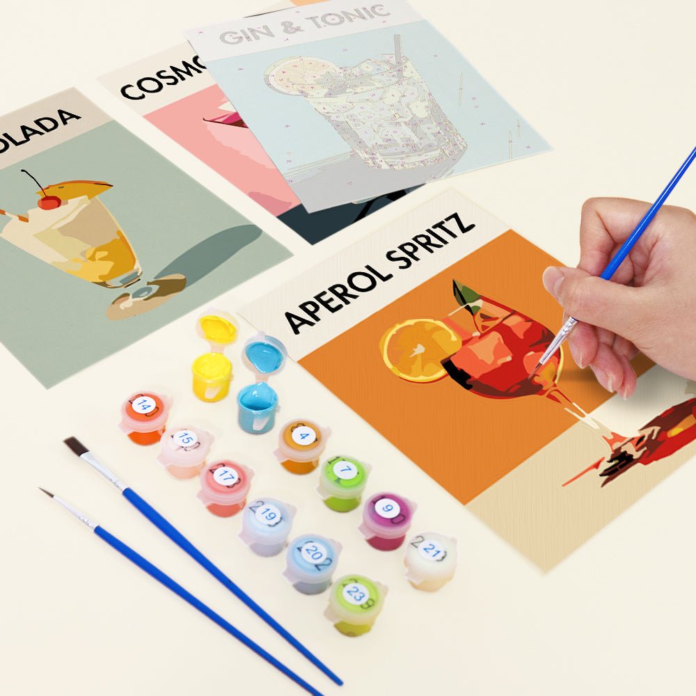 Classic Cocktail Moments - Mini Paint by Numbers Kit (6 Pieces) paint by numbers kit