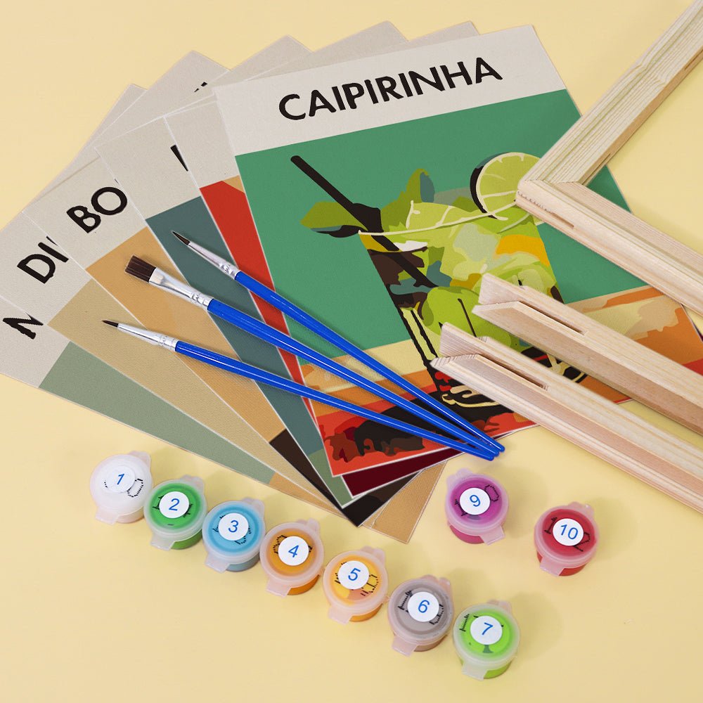 Sip & Paint Cocktails - Mini Paint by Numbers Kit (6 Pieces) paint by numbers kit