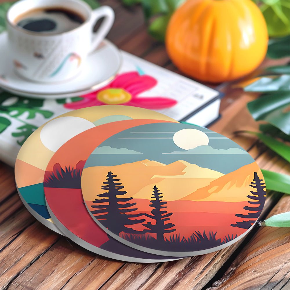 Serene Sunset Landscapes - Coasters Paint by Numbers Kit (6 Pieces) paint by numbers kit