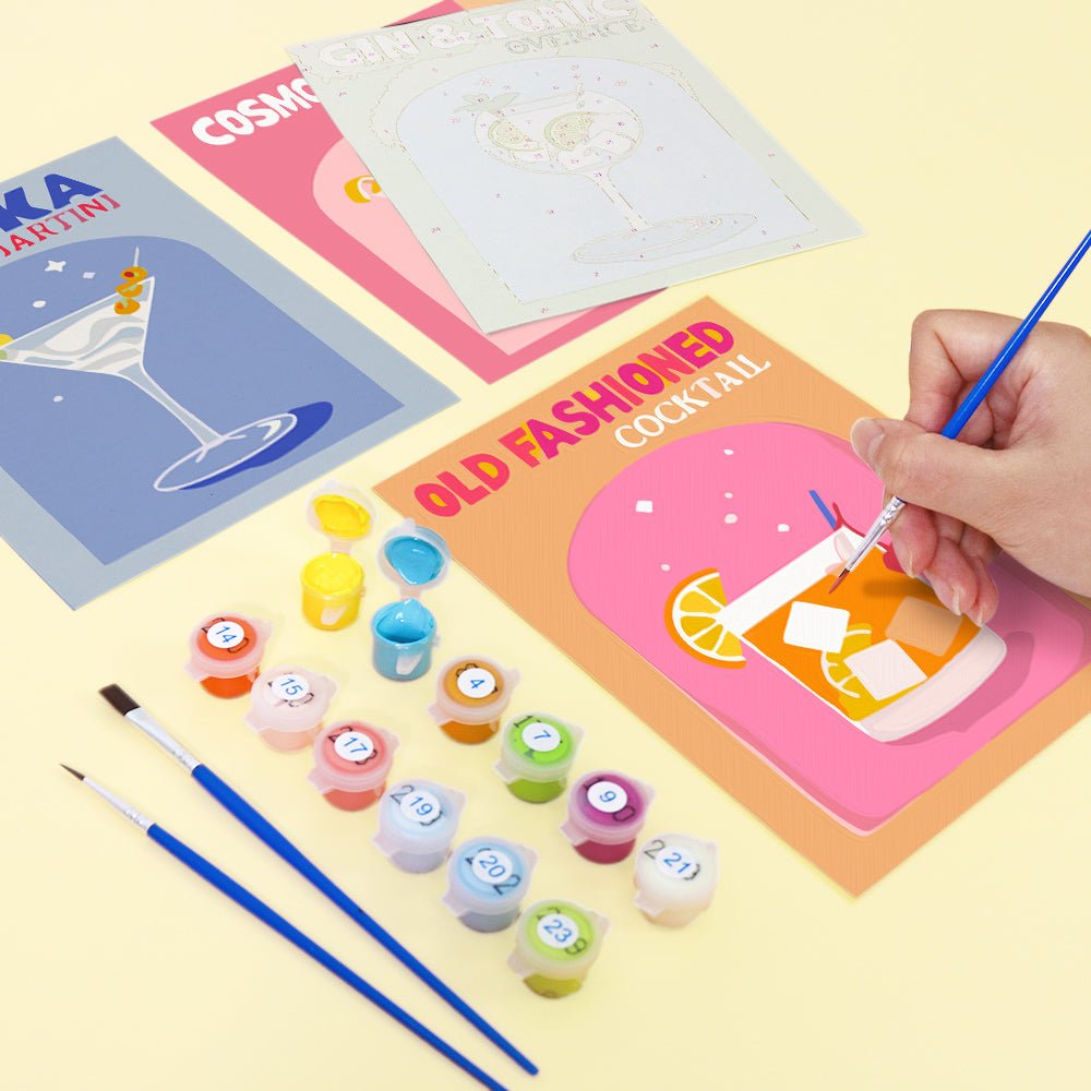 Pop Cocktail Parade - Mini Paint by Numbers Kit (6 Pieces) paint by numbers kit