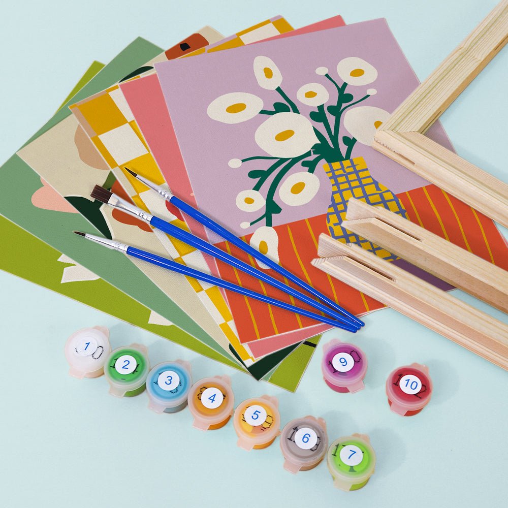 Modern Bloom Gallery - Mini Paint by Numbers Kit (6 Pieces) paint by numbers kit
