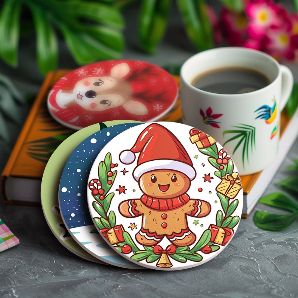 Christmas Holiday Joy - Coasters Paint by Numbers Kit (6 Pieces) paint by numbers kit