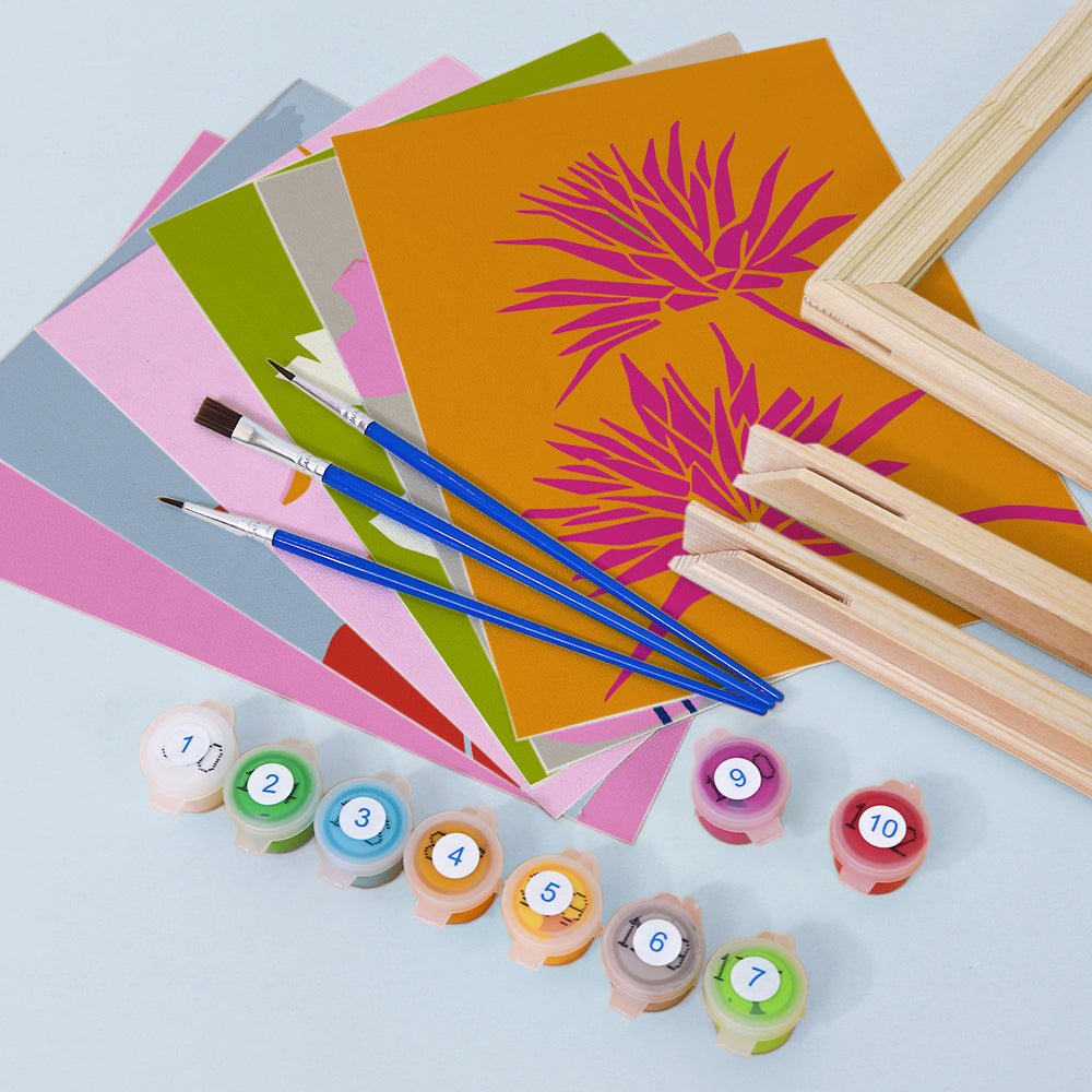 Modern Floral Harmony - Mini Paint by Numbers Kit (6 Pieces) paint by numbers kit