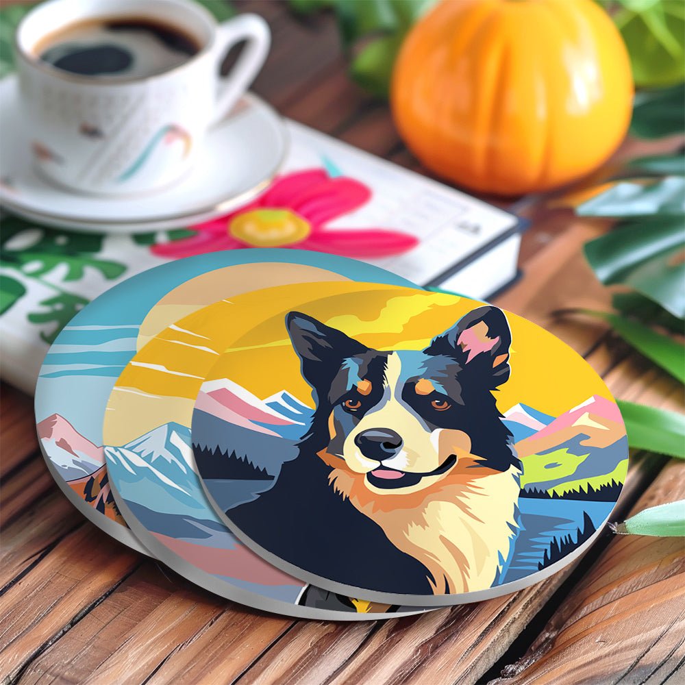 Happy Mountain Dogs - Coasters Paint by Numbers Kit (6 Pieces) paint by numbers kit