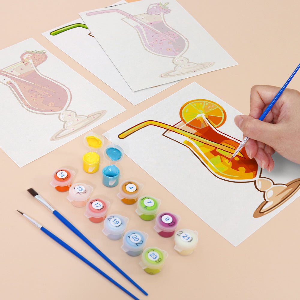 Tropical Cocktail Hour - Mini Paint by Numbers Kit (6 Pieces) paint by numbers kit