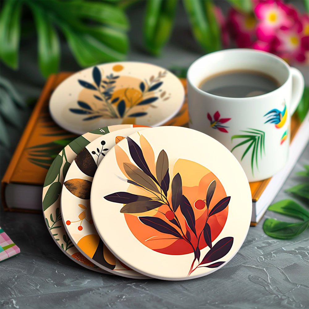 Modern Botanical Art - Coasters Paint by Numbers Kit (6 Pieces) paint by numbers kit