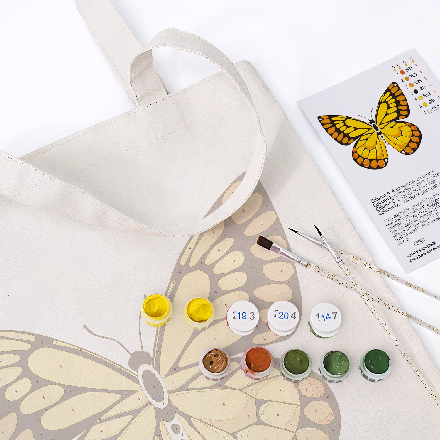 Monarch Butterfly Carry Bag paint by numbers kit