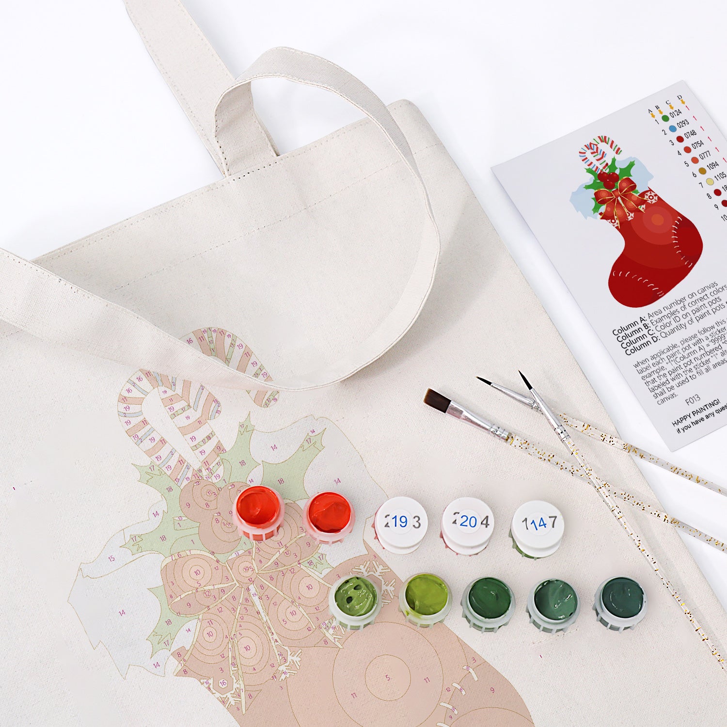 Festive Stocking Carry Bag paint by numbers kit