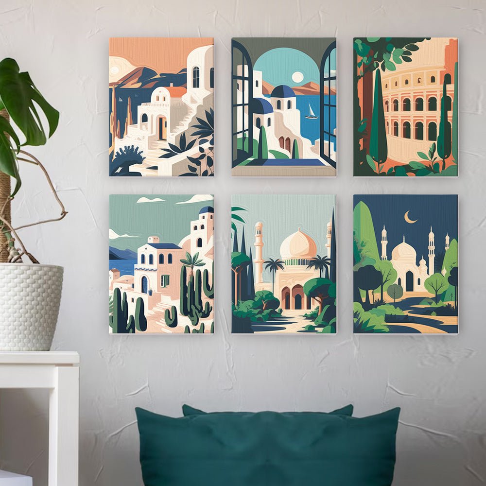 Mediterranean Archways - Mini Paint by Numbers Kit (6 Pieces) paint by numbers kit
