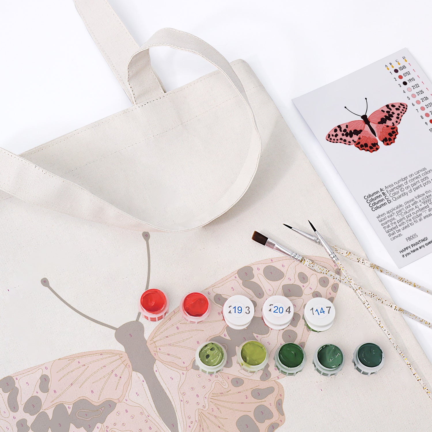 Coral Butterfly Carry Bag paint by numbers kit