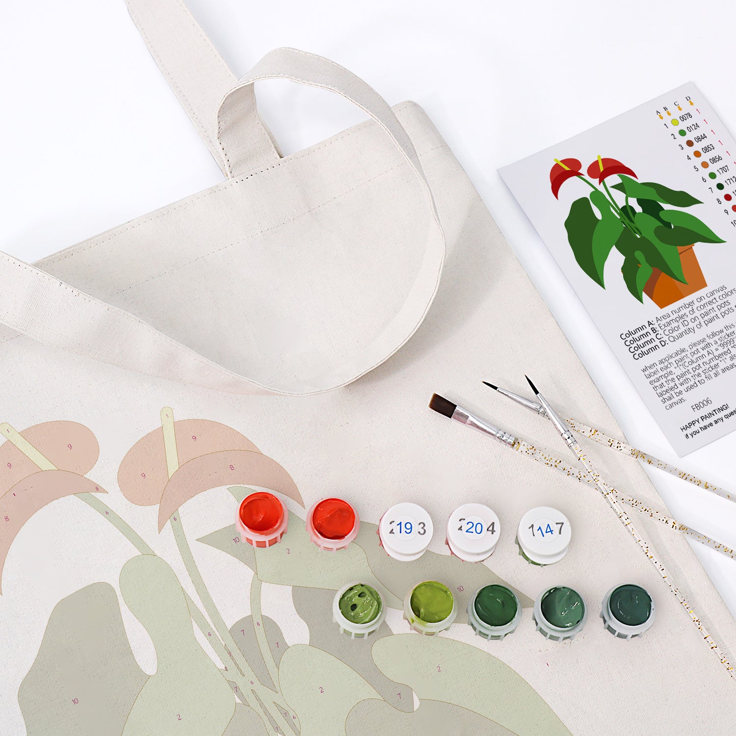 Anthurium Plant Carry Bag paint by numbers kit