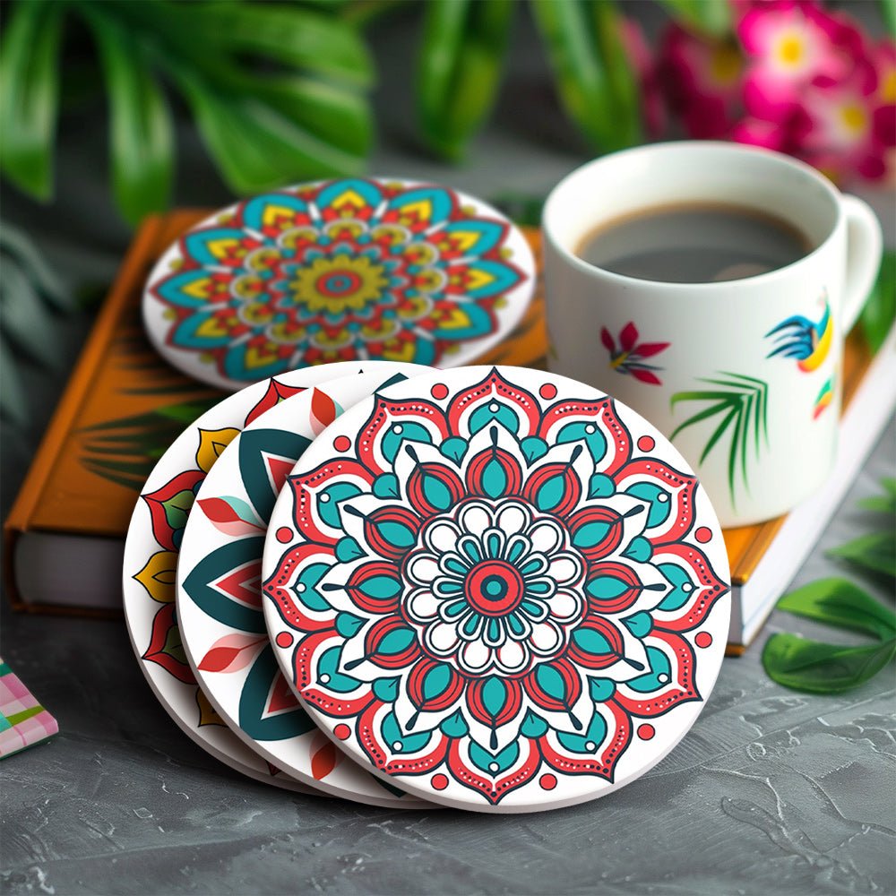 Colorful Mandala Patterns - Coasters Paint by Numbers Kit (6 Pieces) paint by numbers kit