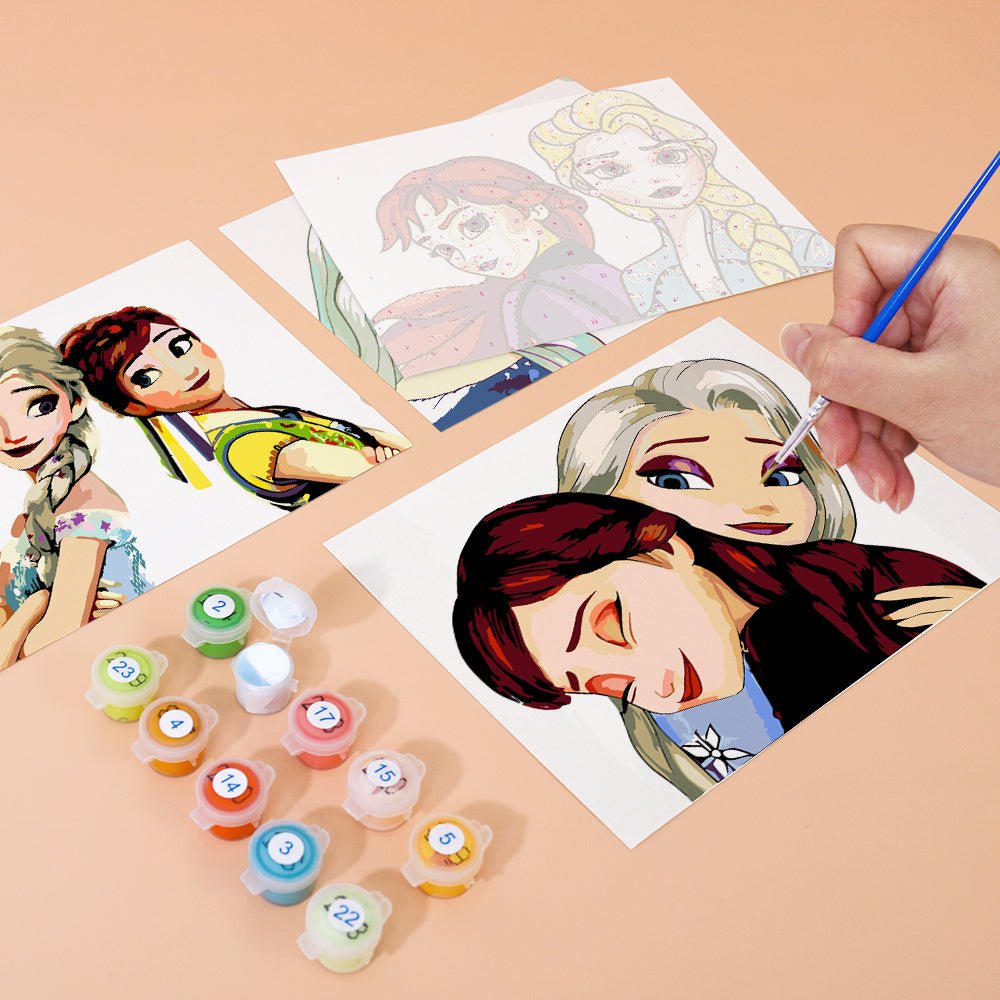 Snow Sisters Forever - Mini Paint by Numbers Kit (6 Pieces) paint by numbers kit