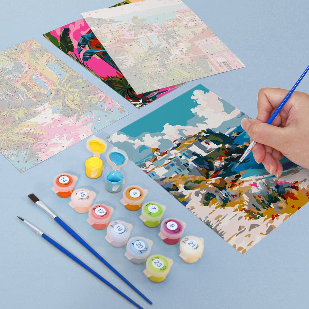Mediterranean Daydream - Mini Paint by Numbers Kit (6 Pieces) paint by numbers kit