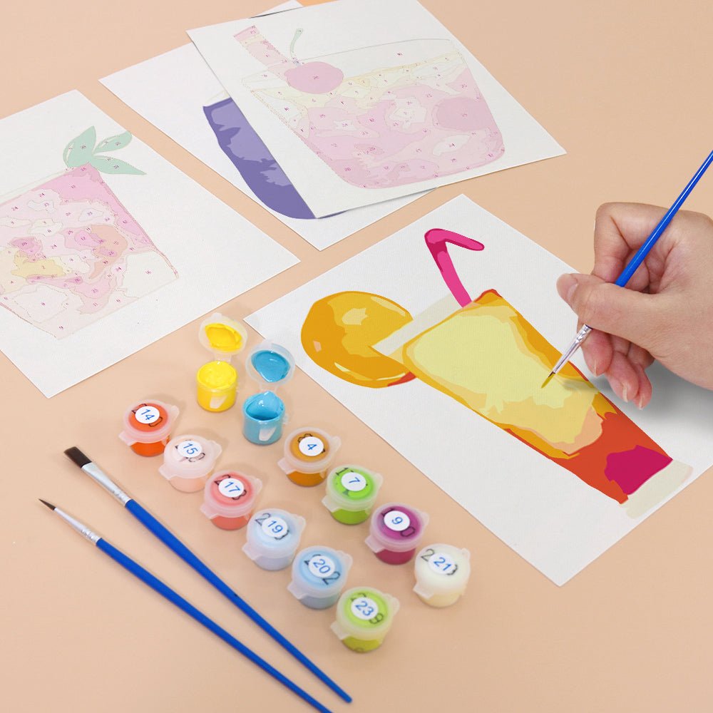 Pastel Drink Dreams - Mini Paint by Numbers Kit (6 Pieces) paint by numbers kit