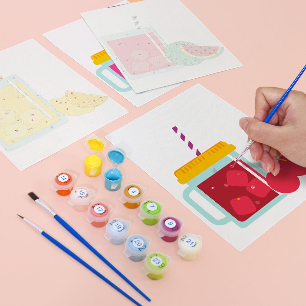 Sunny Sip Collection - Mini Paint by Numbers Kit (6 Pieces) paint by numbers kit