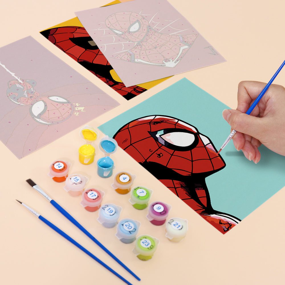 Spider Hero Minis - Mini Paint by Numbers Kit (6 Pieces) paint by numbers kit