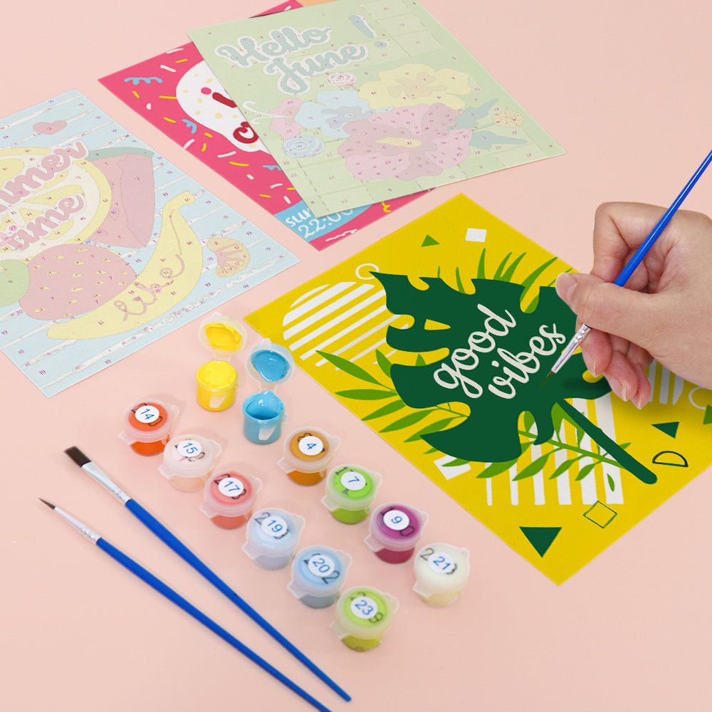 Good Vibes Summer Club - Mini Paint by Numbers Kit (6 Pieces) paint by numbers kit