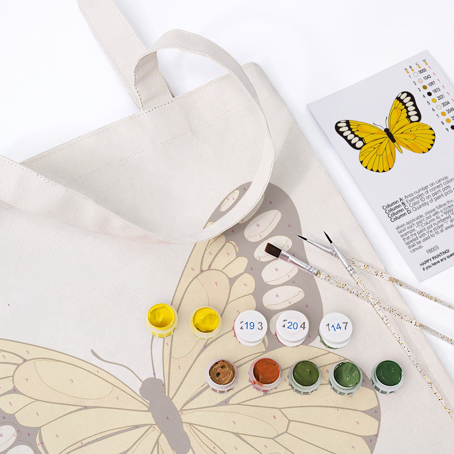 Sunrise Butterfly Carry Bag paint by numbers kit