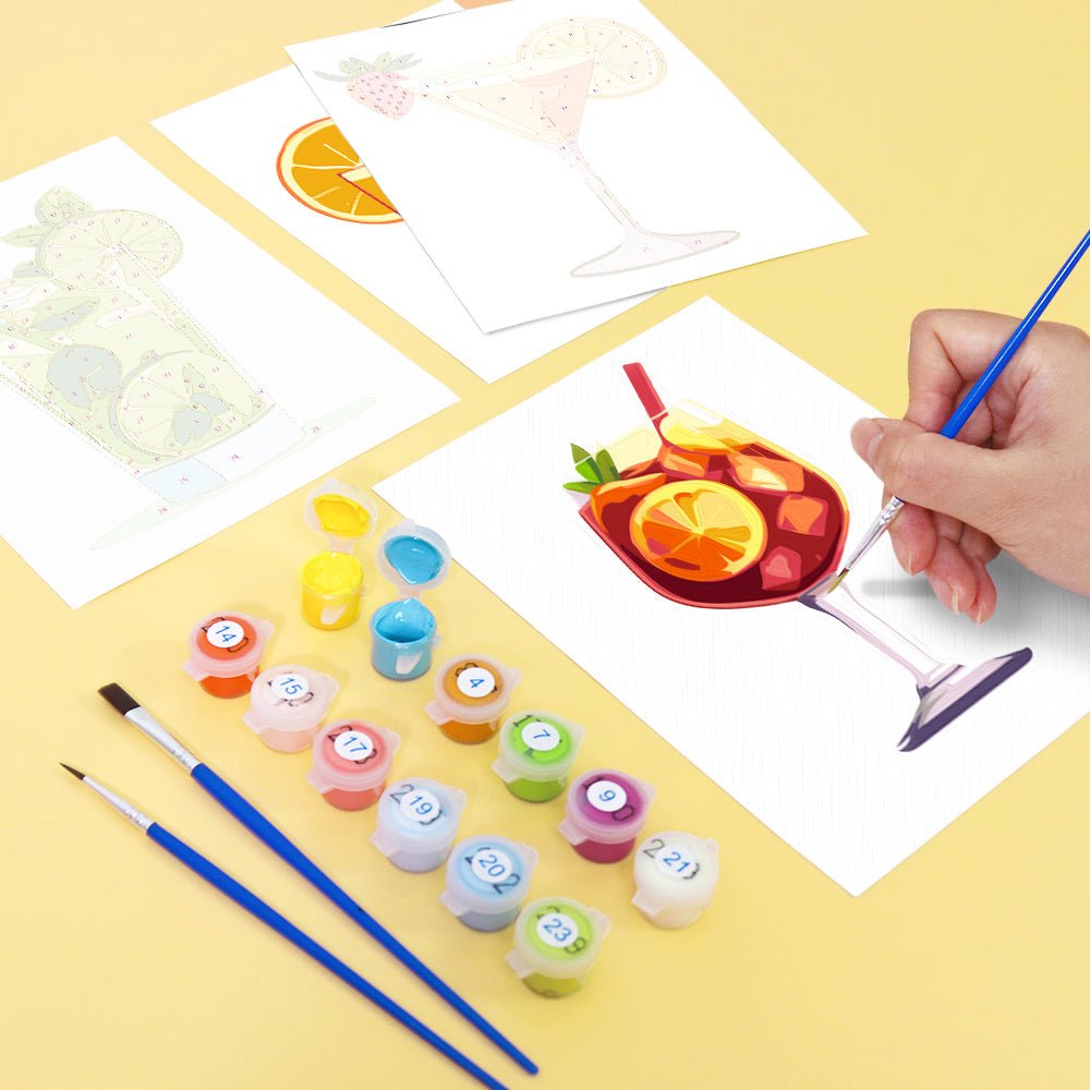 Sunlit Sips - Mini Paint by Numbers Kit (6 Pieces) paint by numbers kit