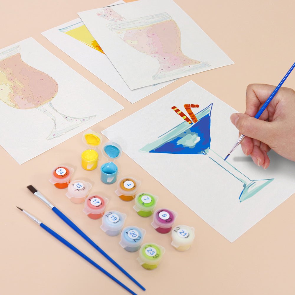Modern Cocktail Shades - Mini Paint by Numbers Kit (6 Pieces) paint by numbers kit