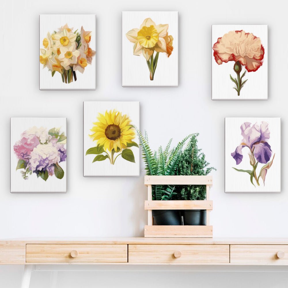 Fresh Meadow Florals - Mini Paint by Numbers Kit (6 Pieces)