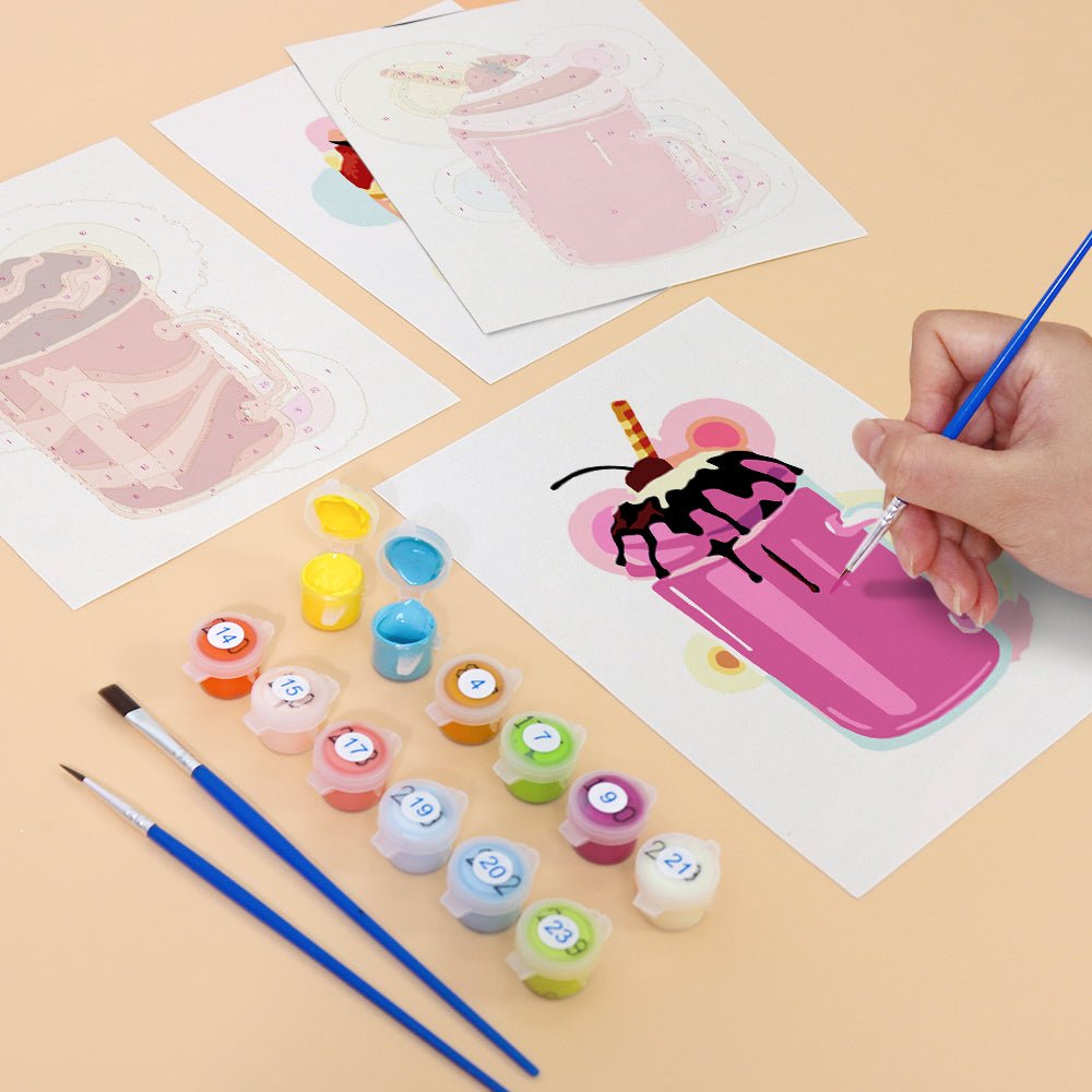 Sweet Sundae Sips - Mini Paint by Numbers Kit (6 Pieces) paint by numbers kit