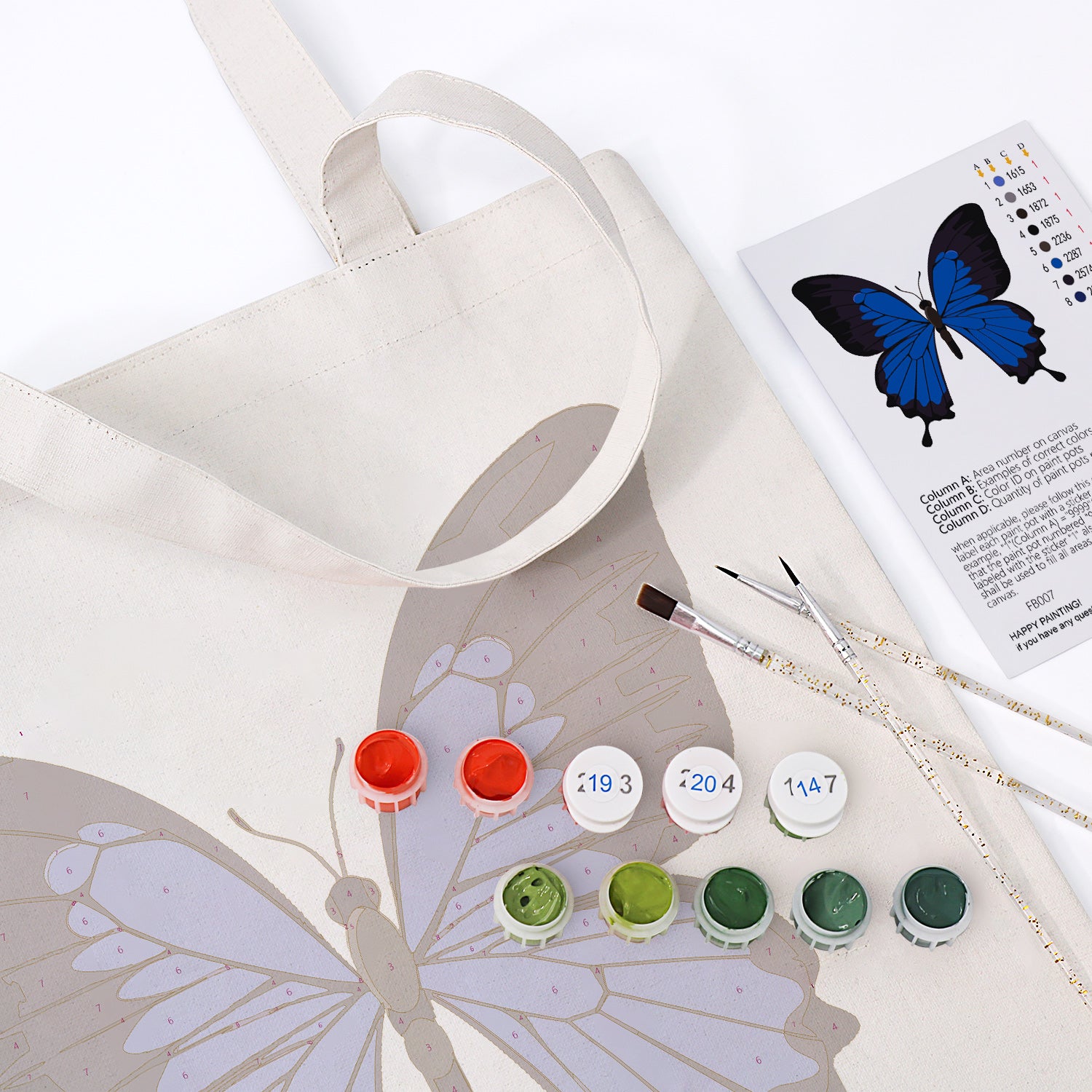 Sapphire Butterfly Carry Bag paint by numbers kit