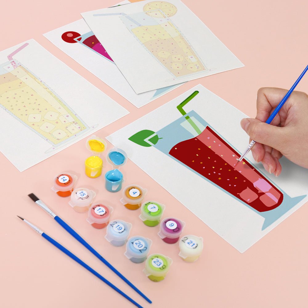 Colorful Juice Bar - Mini Paint by Numbers Kit (6 Pieces) paint by numbers kit