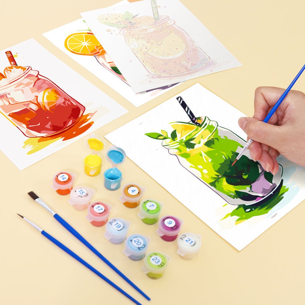 Citrus Mason Drinks - Mini Paint by Numbers Kit (6 Pieces) paint by numbers kit