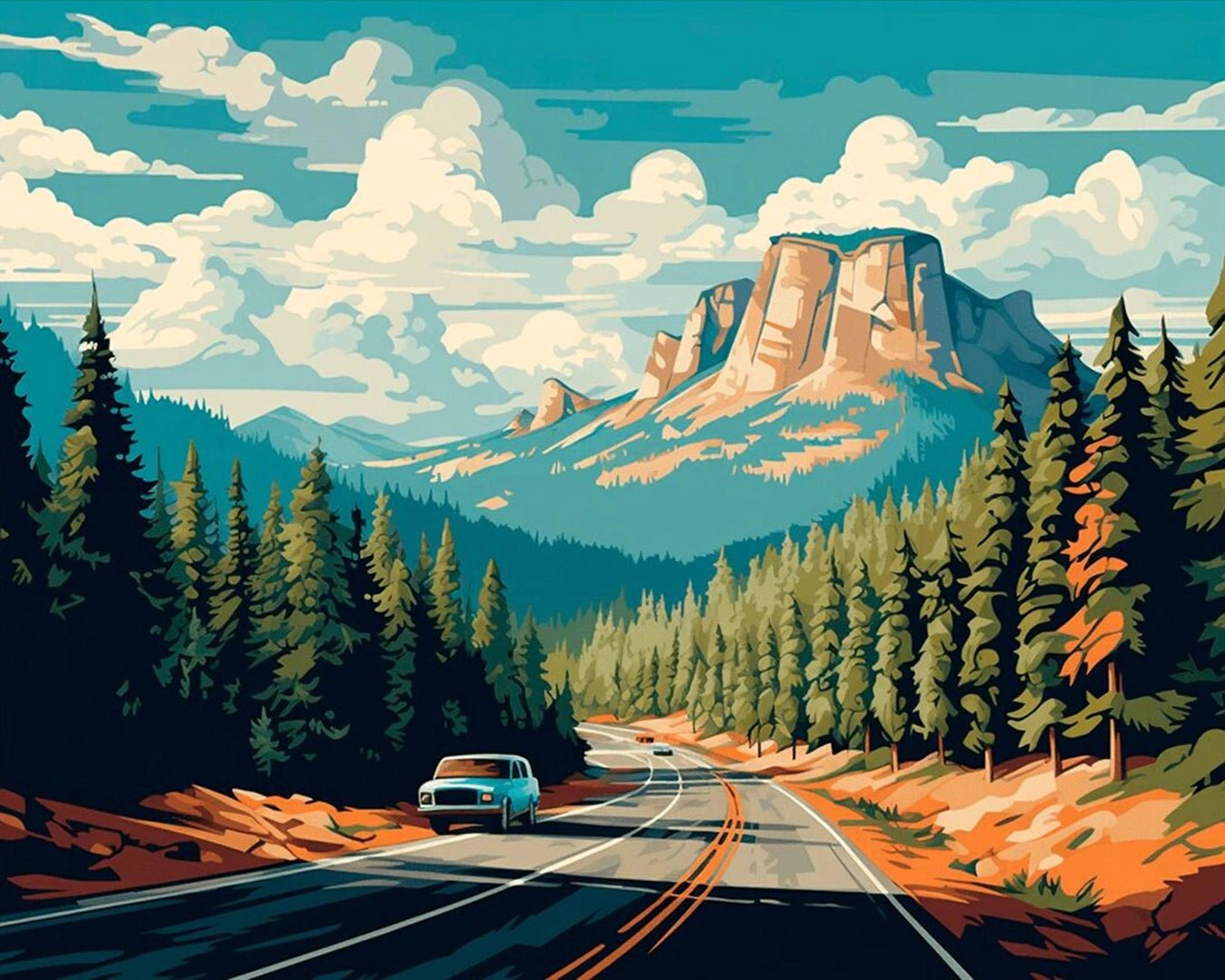 Mountain Highway Vista paint by numbers kit