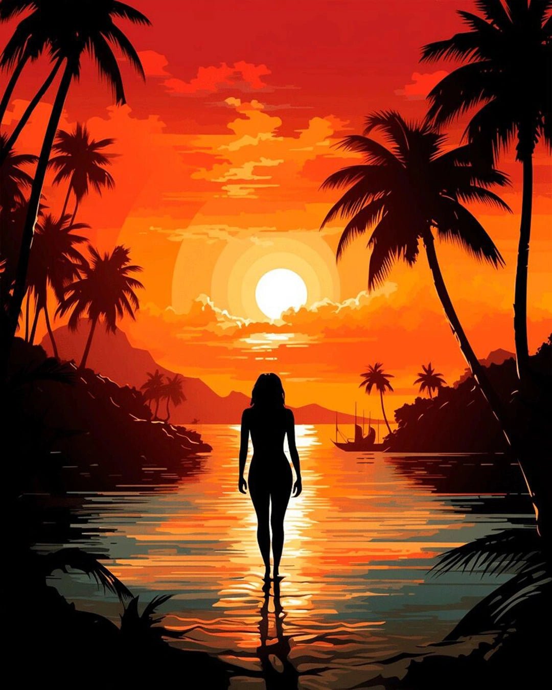 Sunset Silhouette Walk paint by numbers kit