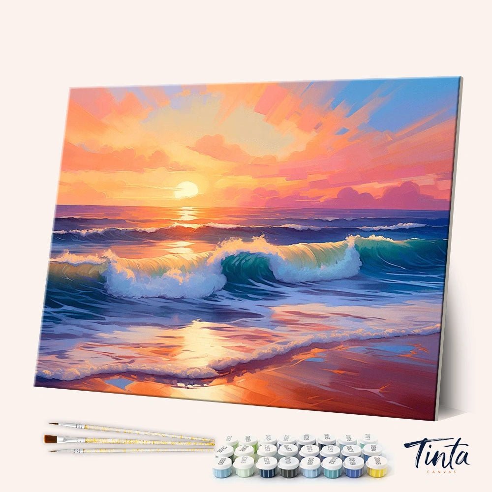 Sunset Over Rolling Waves paint by numbers kit
