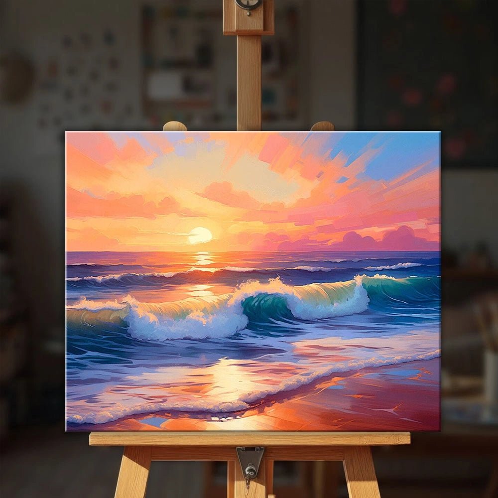 Sunset Over Rolling Waves paint by numbers kit