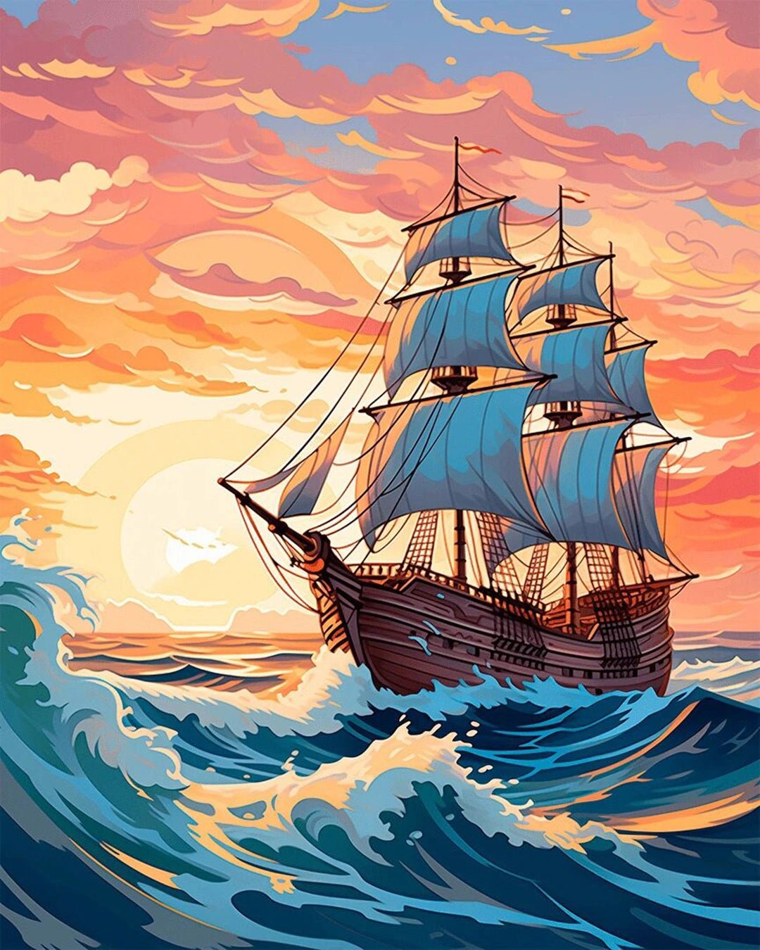 Sailing at Sunset paint by numbers kit