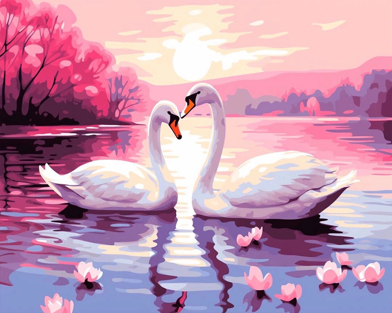 Swans in Love paint by numbers kit