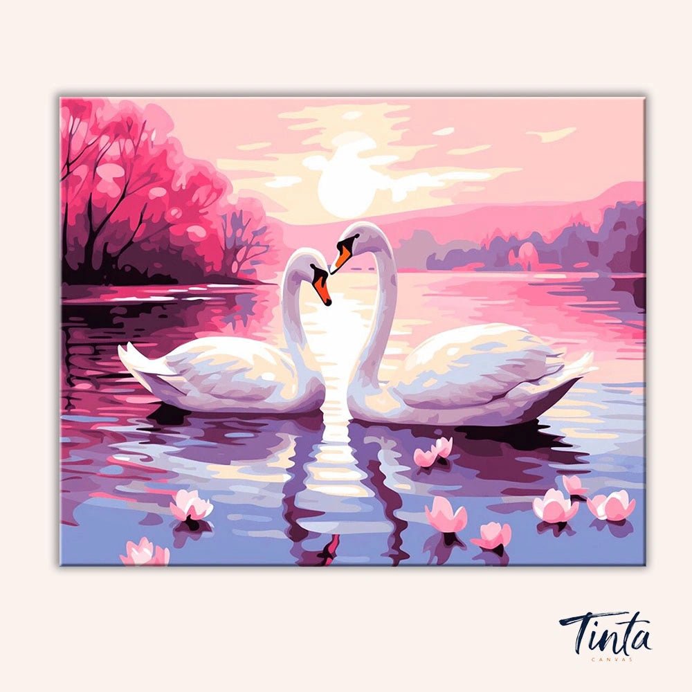 Swans in Love paint by numbers kit