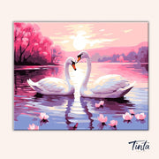 Swans in Love paint by numbers kit